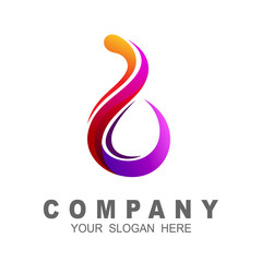 fire with letter b logo design template