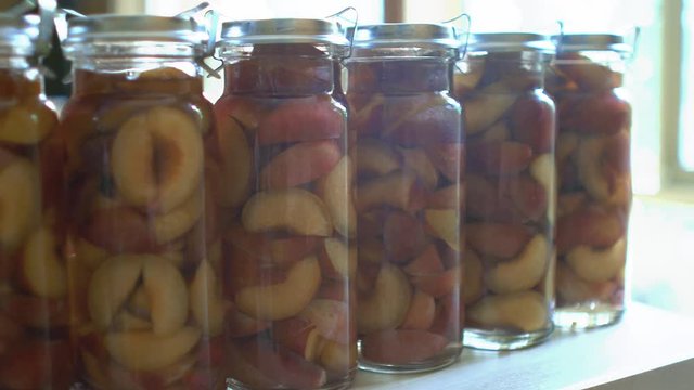 homegrown plums preserved and bottled