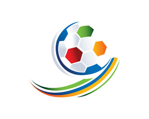 Creative Colorful Soccer Logo Illustration In White Isolated Background