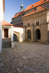 Fototapeta premium Old jewish quarter and basilica in Trebic
