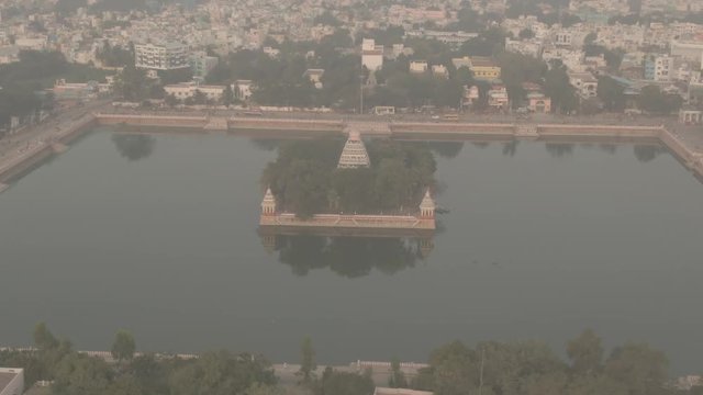 Madurai Vandiyur Mariamman Teppakulam temple, India, 4k aerial ungraded/raw