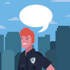policeman speech bubble city street