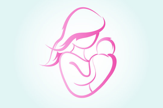 Woman and baby logo vector