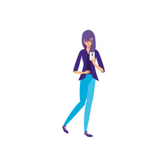 young woman using smartphone character