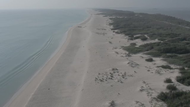 Beach resort in India, Dhanushkodi, Tamil, 4k aerial ungraded/flat
