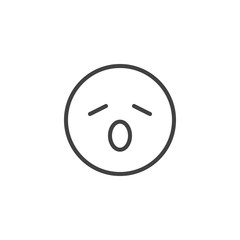 Yawning face emoji line icon. linear style sign for mobile concept and web design. Tired face emoticon outline vector icon. Symbol, logo illustration. Vector graphics