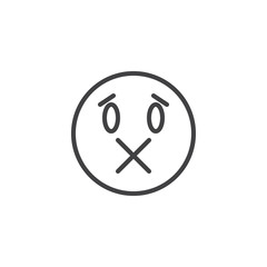 Naklejka premium Silent Emoji face line icon. linear style sign for mobile concept and web design. Secret face emoticon outline vector icon. Symbol, logo illustration. Vector graphics