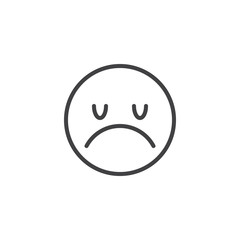 Disappointed Face emoji line icon. Sad smiley linear style sign for mobile concept and web design. Unhappy face emoticon outline vector icon. Symbol, logo illustration. Vector graphics