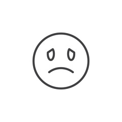 Unhappy face emoji line icon. linear style sign for mobile concept and web design. Sad face emoticon outline vector icon. Symbol, logo illustration. Vector graphics