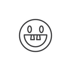 Toothless emoji face line icon. linear style sign for mobile concept and web design. Happy smiley emoticon outline vector icon. Symbol, logo illustration. Vector graphics