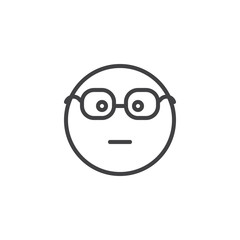 Nerd Face Emoji line icon. linear style sign for mobile concept and web design. Cute Emoticon with Glasses outline vector icon. Symbol, logo illustration. Vector graphics