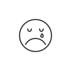 Crying face emoticon line icon. Sadness, unhappy, depression linear style sign for mobile concept and web design. Sad face emoji outline vector icon. Symbol, logo illustration. Vector graphics