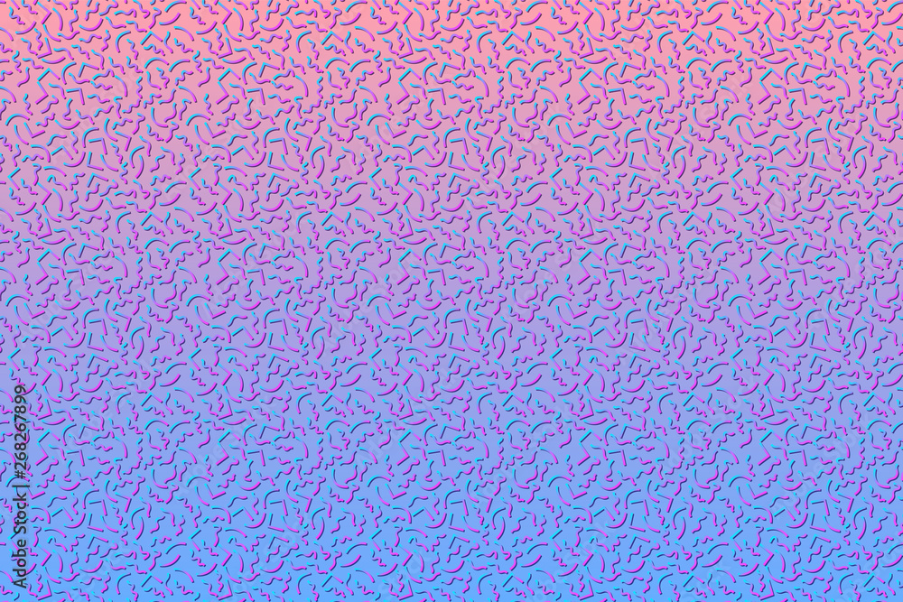 Poster abstract background with 80s memphis geometics style pattern and vibrant psychedelic colors