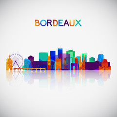 Bordeaux skyline silhouette in colorful geometric style. Symbol for your design. Vector illustration. - obrazy, fototapety, plakaty