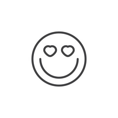 Smiling Face With Heart-Eyes emoji line icon. linear style sign for mobile concept and web design. In love emoticon outline vector icon. Symbol, logo illustration. Vector graphics