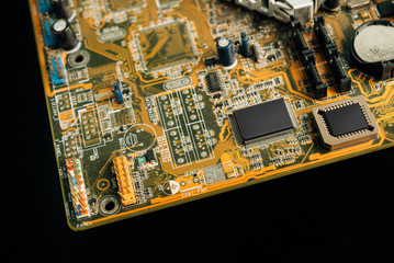 closeup of electronic circuit board
