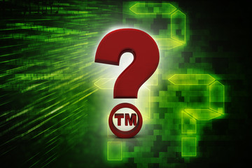 3d rendering question mark with TM