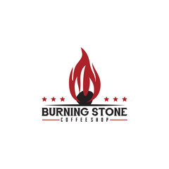 Burning stone logo design vector template