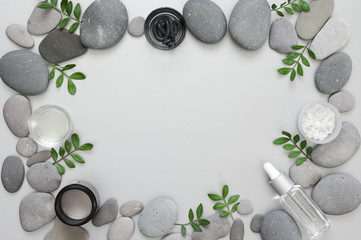Natural organic cosmetics in pebble