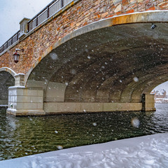 Underside of the arched bridge in Oquirrh Lake