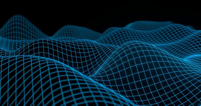 4k abstract background with smooth looped animation of glowing particles, shining bokeh sparkles. Sci-fi blue composition with oscillating luminous particles.