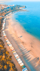 Aerial View of Iconic Bathing Boxes at Brighton Beach, Melbourne Australia - 268273881