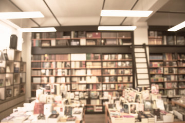 Abstract blur of library book store and book shop for background