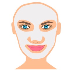 face of a beautiful woman in a cosmetic mask. flat vector illustration