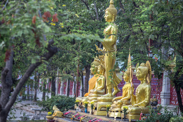 The background of the Buddha statue built in the temple for the people to pay homage to, making merit while traveling