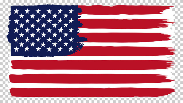 National American flag, transparent background. Brush stroke grunge dirty  flag of USA. Hand drawn vector illustration Stock Vector | Adobe Stock