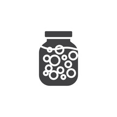 Pickled vegetables jar vector icon. filled flat sign for mobile concept and web design. Canned vegetables glyph icon. Symbol, logo illustration. Pixel perfect vector graphics