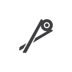 Chopsticks with sushi roll vector icon. filled flat sign for mobile concept and web design. Asian food glyph icon. Symbol, logo illustration. Pixel perfect vector graphics