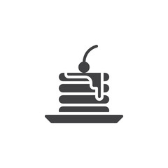 Piece of Cake vector icon. filled flat sign for mobile concept and web design. Cake with cherry glyph icon. Dessert food symbol, logo illustration. Pixel perfect vector graphics