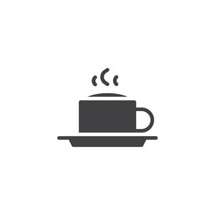 Hot drink cup vector icon. filled flat sign for mobile concept and web design. Cup of tea with steam glyph icon. Symbol, logo illustration. Pixel perfect vector graphics