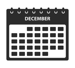 December Calendar Icon. Flat style vector EPS.