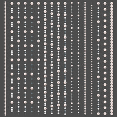 Set of pearl borders isolated on gray background. Vector dividers for decoration, wedding invitation or greeting cards, banners.