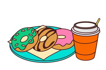 donut with icing on white background.