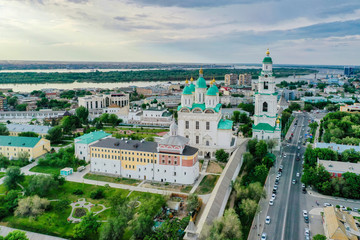 Aerial view of the Astrakhan Kremlin, historical and architectural complex. Russia, Astrakhan