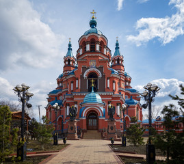 Fototapeta na wymiar Cathedral of Our Lady of Kazan in city Irkutsk