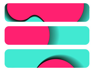 banners set abstract curves pattern pop blue pink tones