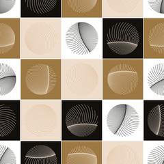 graphic seamless pattern abstract round feathers silver gold