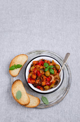 Slices of stewed vegetables