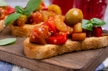 Bruschetta with stewed vegetables