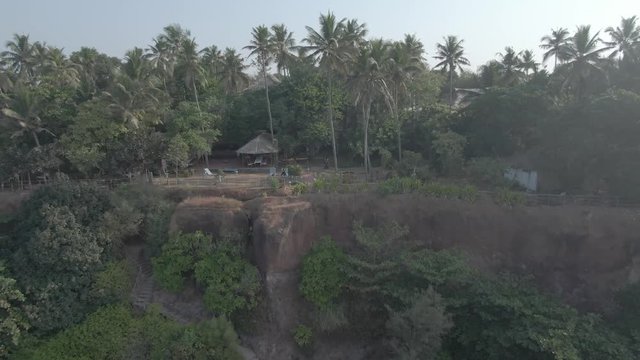 Varkala beach in Kerala, India, 4k aerial ungraded/flat