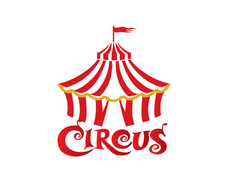 Vintage Circus Tent Logotype Illustration In White Isolated Background