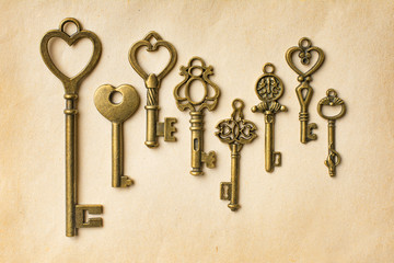 Set of old vintage door keys