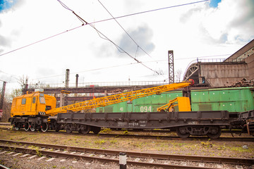 Fototapeta na wymiar railway crane on the station