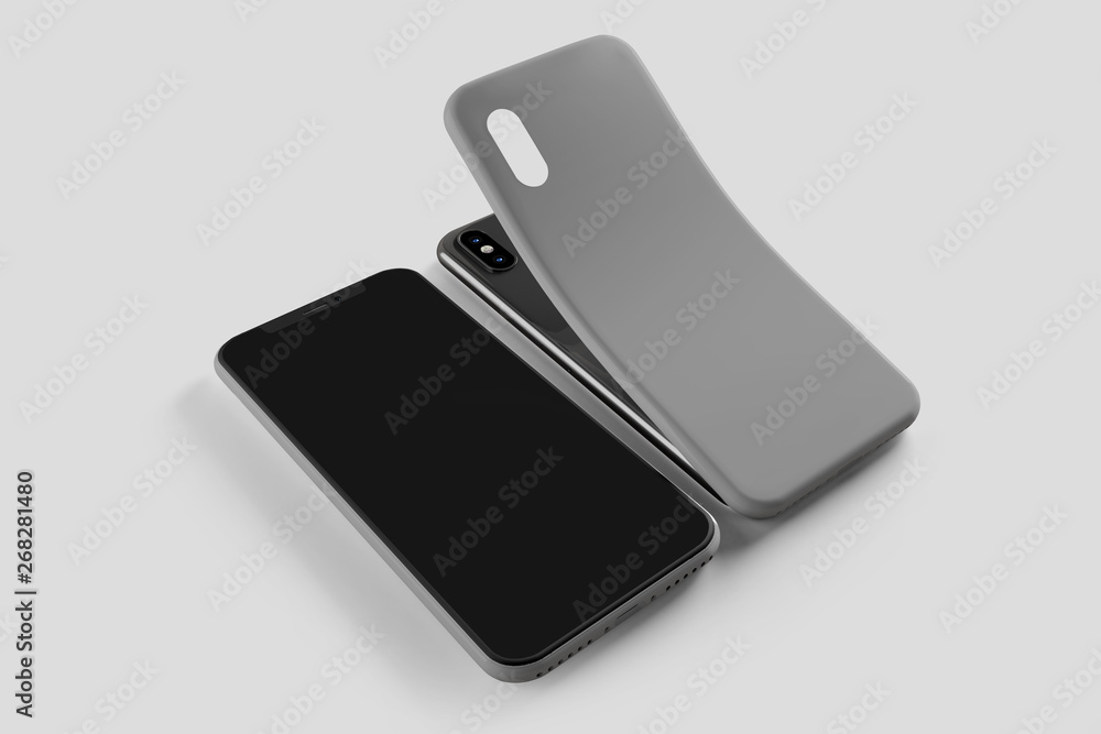 Poster smartphone screen and case mockup - 3d rendering