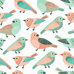 Bird seamless pattern. Vector illustration.
