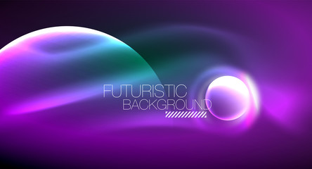 Vector glowing neon circles abstract background